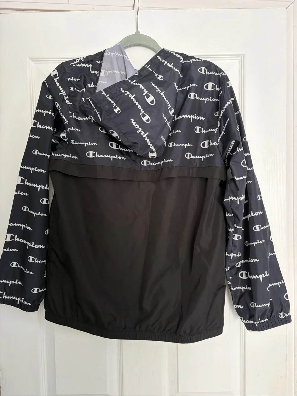 Champion Boys Black Logo Windbreaker Jacket